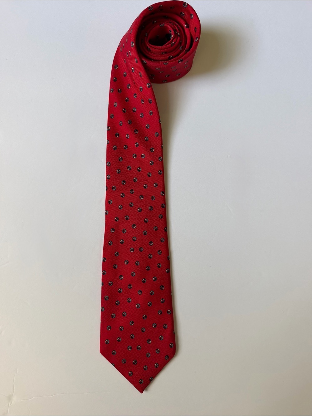 St. Leger 100% Silk Red Geometric Print Men’s Tie